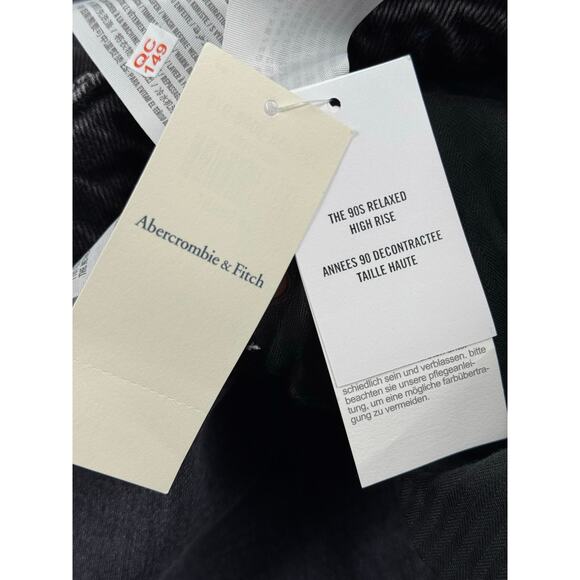 Abercrombie High Rise 90s Relaxed Jeans – Size 28‎ Short, Washed Black, NEW - Picture 9 of 10